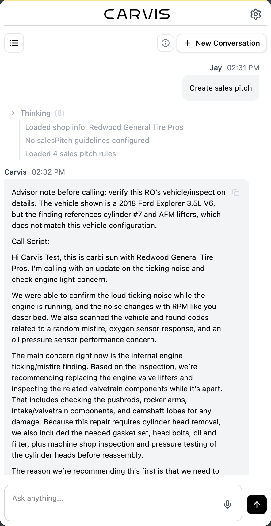 A call script, written.
